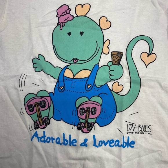 Kids Adorable & Loveable Graphic Tee Thrifted Vintage Style Size S - Picture 4 of 10